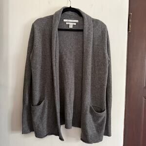 MAX STUDIO | Dark Charcoal Gray Open Front 2 Ply Cashmere Cardigan | Medium